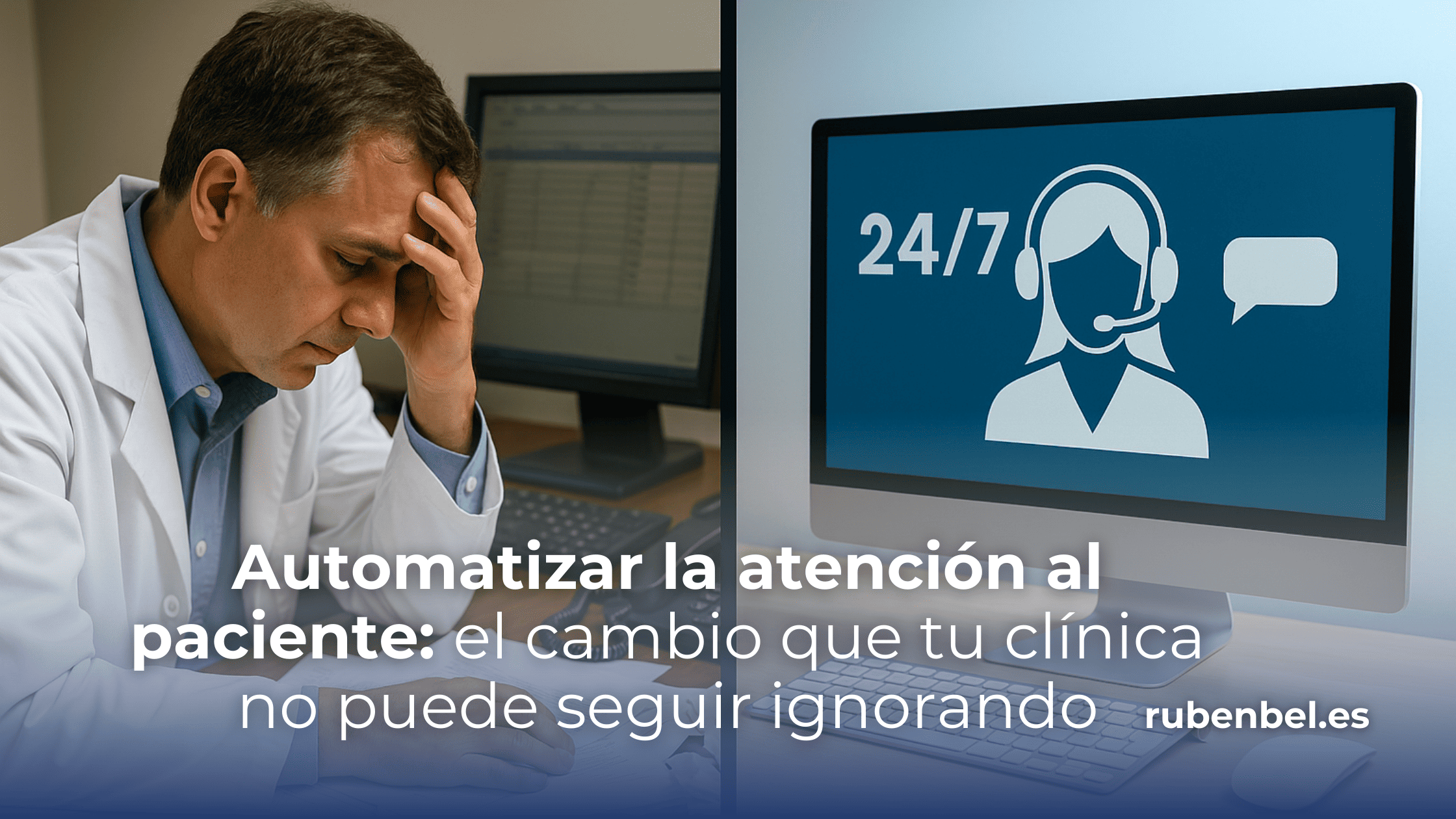 Sistema digital automatizado gestionando atención al paciente en clínica
